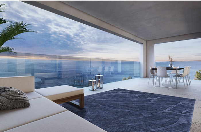 Tapete Moderno Azul Anodado à Mão | Tamanho: 250 × 300 cm