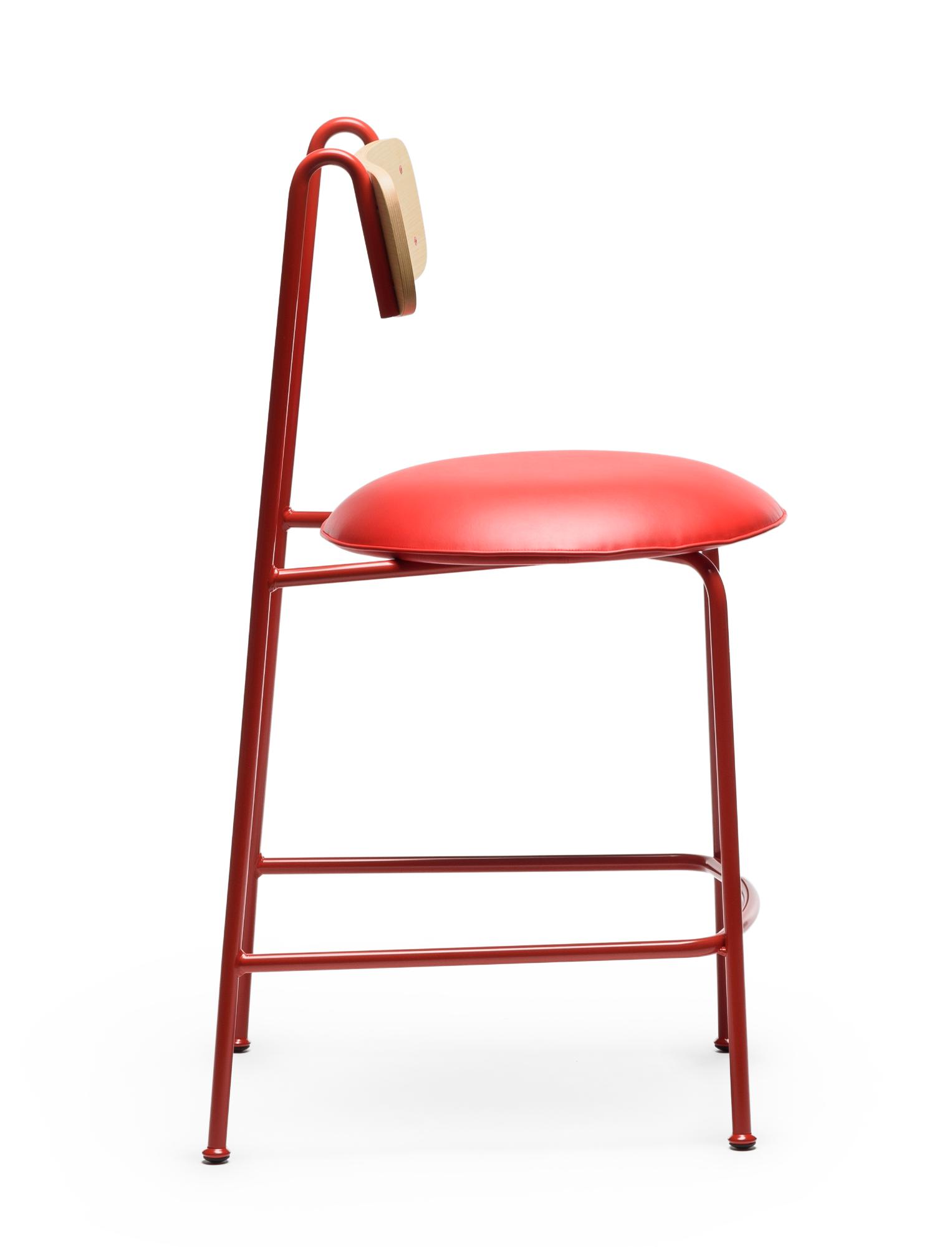 Banco de Bar Lena SG-65 Vermelho em Freixo