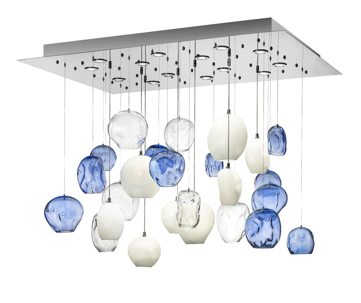 Lustre Blue Motion em Vidro de Murano