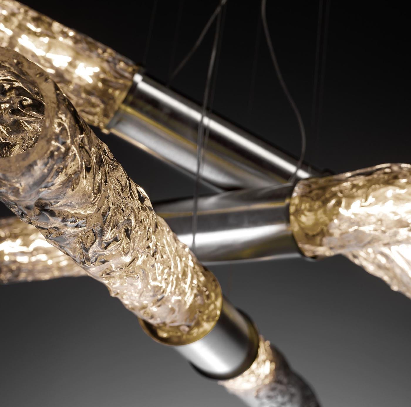 Lustre Linear em Vidro Soprado Transparente