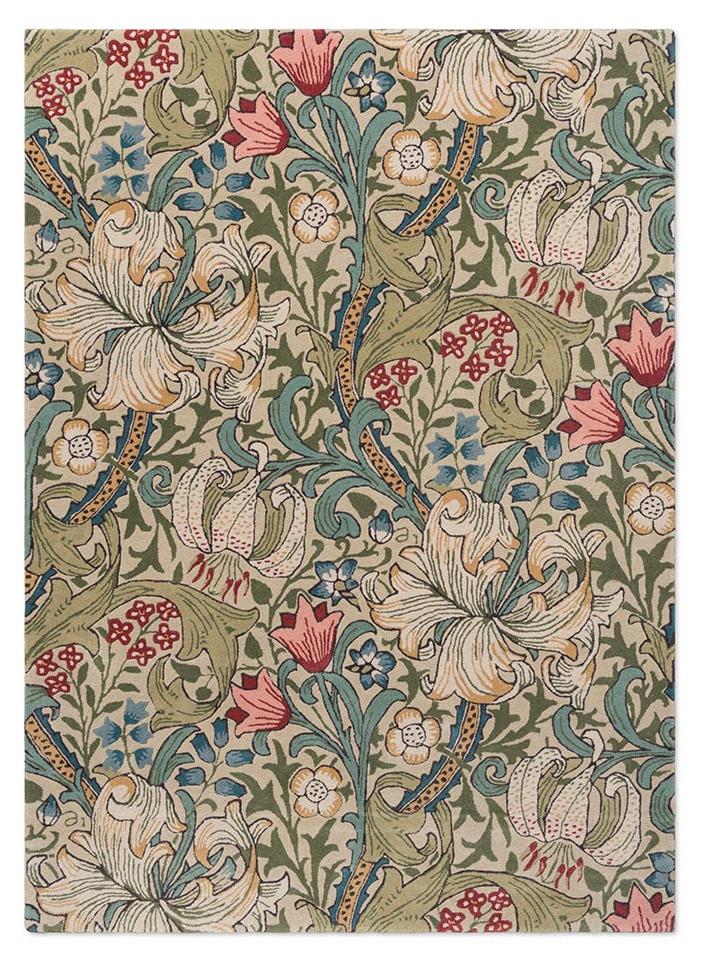 Tapete Golden Lily Green Red