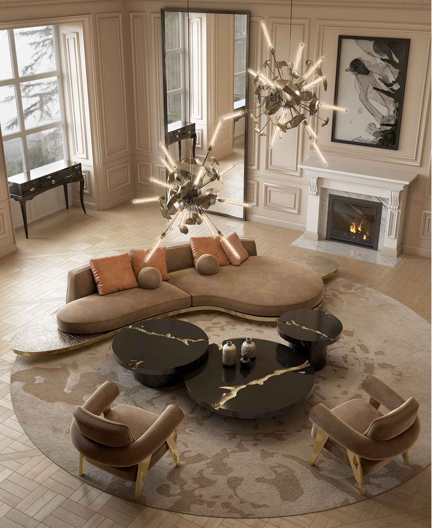 Conjunto 3 Peças Mesa de Centro Dominion Preta