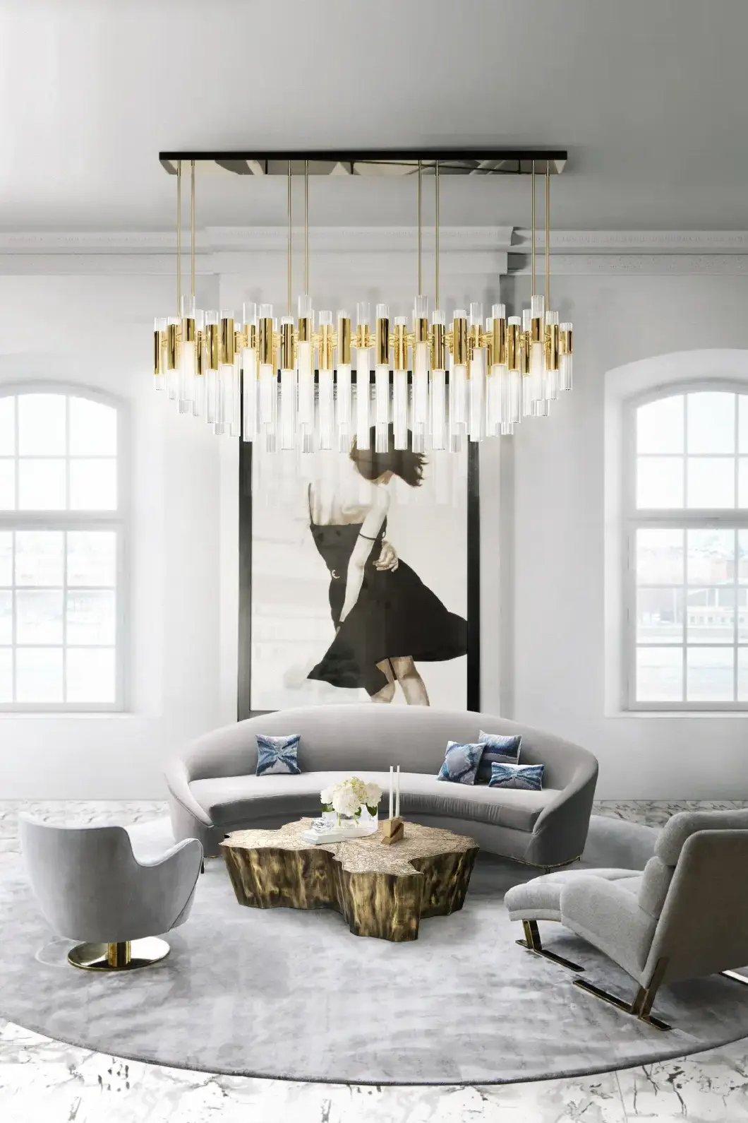 Candeeiro suspenso retangular cascata - 8