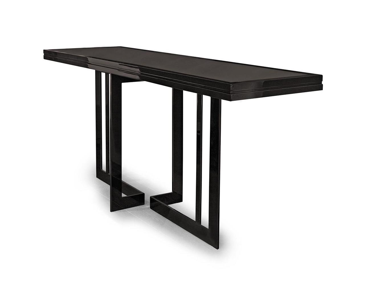 Consola com Folheado Castanho e Pernas em Metal