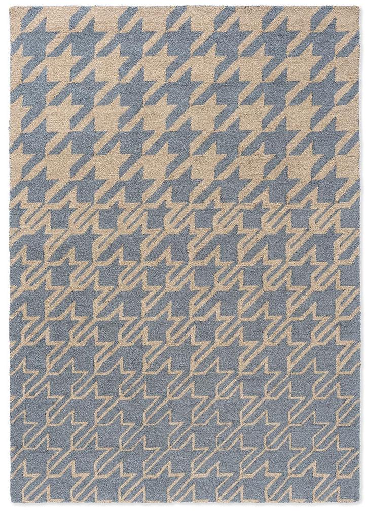 Tapete Exterior Houndstooth Azul Lavado | Tamanho: 250 × 350 cm