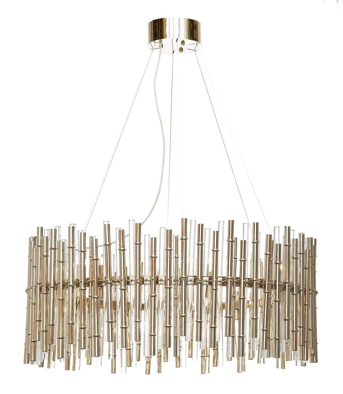 Lustre Bamboo em Vidro e Ouro