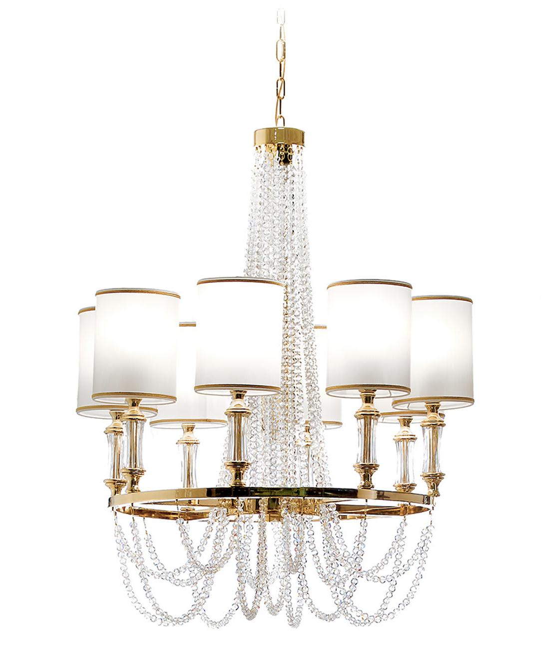 Lustre em Cristal Dourado Polido