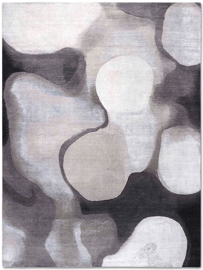 Tapete Prateado / Cinzento Feito à Mão Luxury