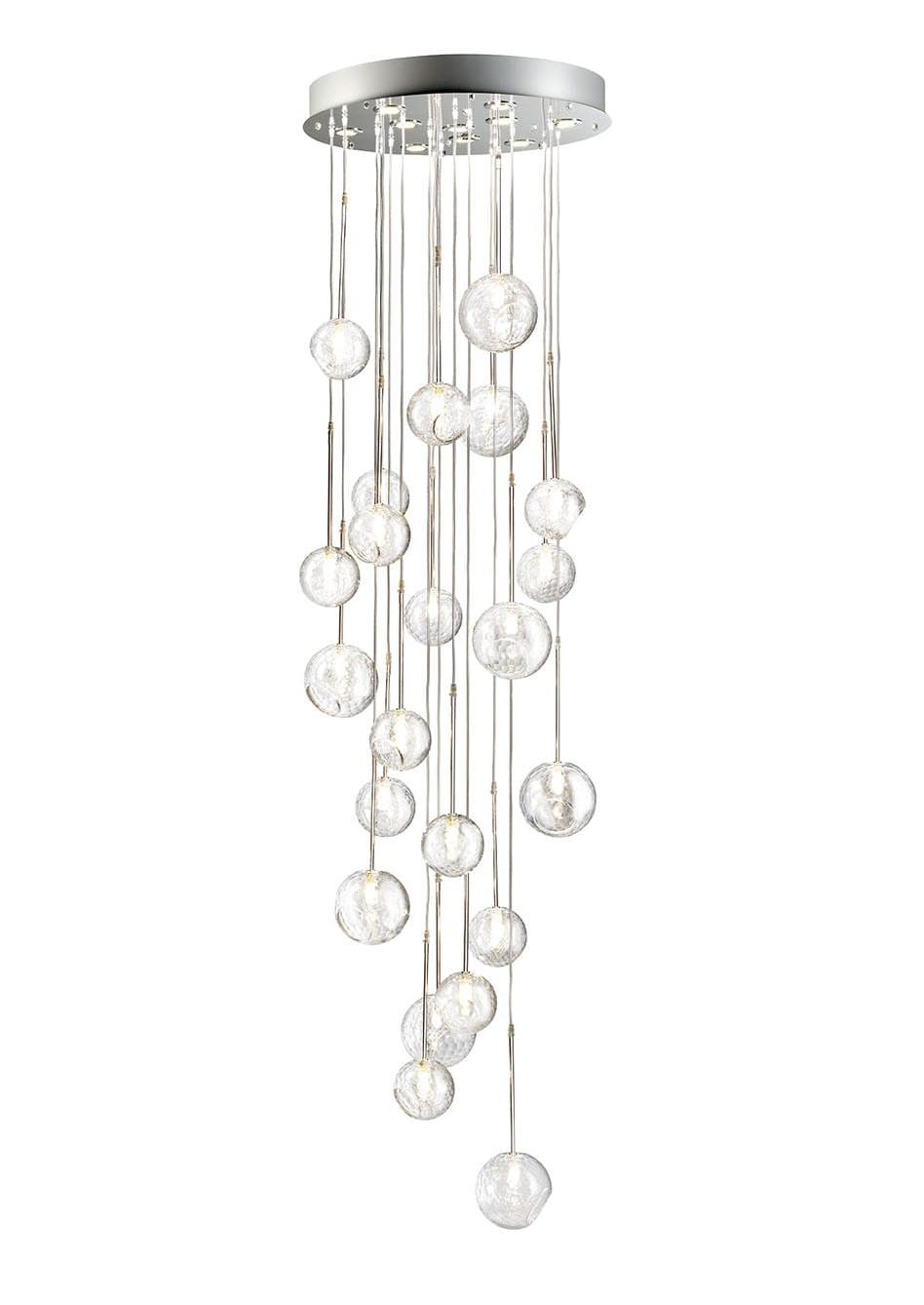 Lustre em Cascata de Cristal Transparente