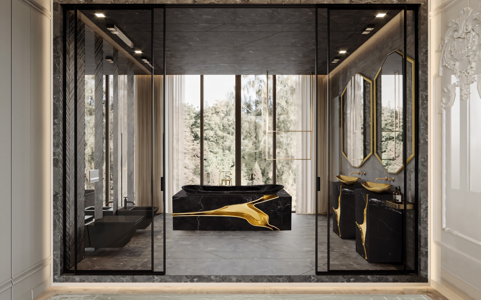 Lavatório de coluna design estilhaçado