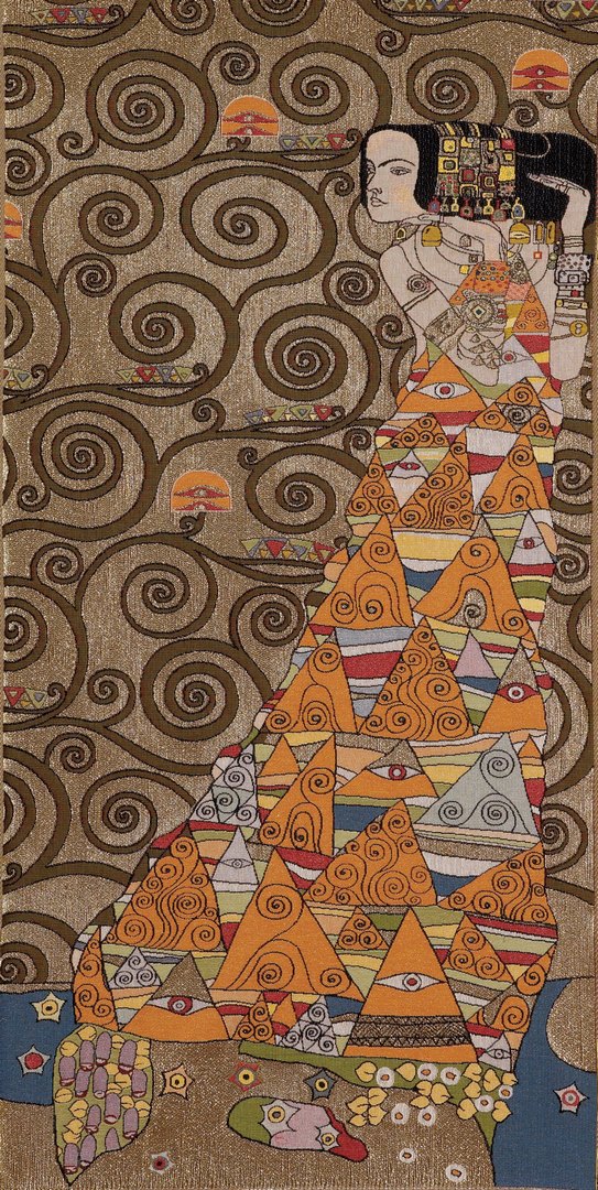 Tapeçaria dama (direita), de Klimt laranja | Tamanho: 50 × 100 cm