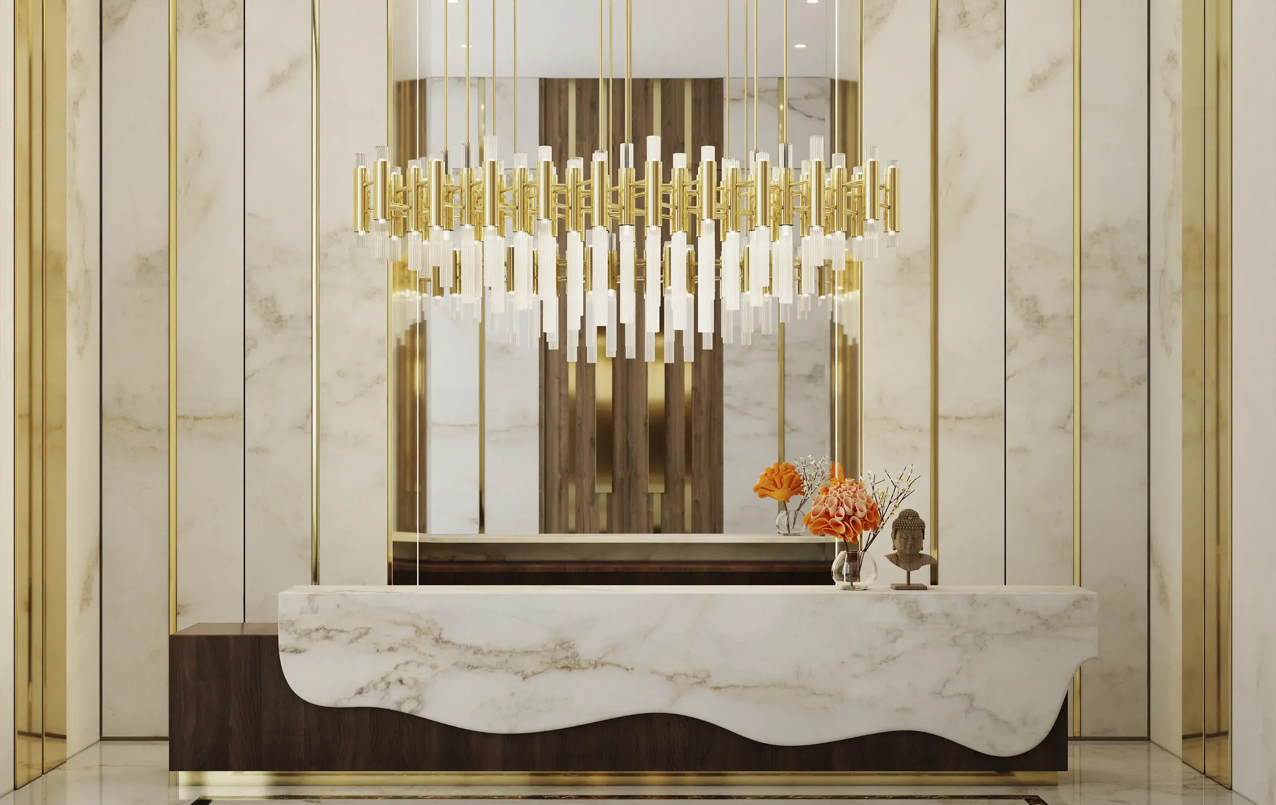 Candeeiro suspenso retangular cascata - 3