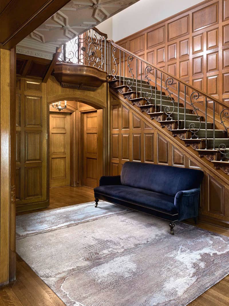 Tapete Light Blue Prateado Tecido à Mão