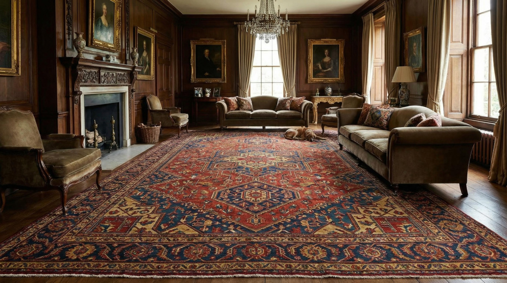 Tapete turco tradicional em sala clássica