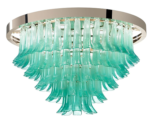 Lustre com Folhas de Vidro Verde