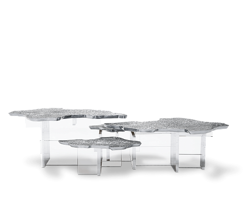 Mesa de Centro Prateada Aurora