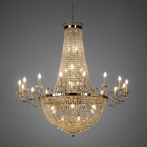 Lustre de Luxo em Cristal com Acabamento Ouro Suave