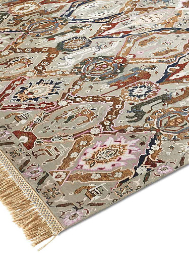 Tapete KavaBagh Cinzento / Verde Feito à Mão Luxury