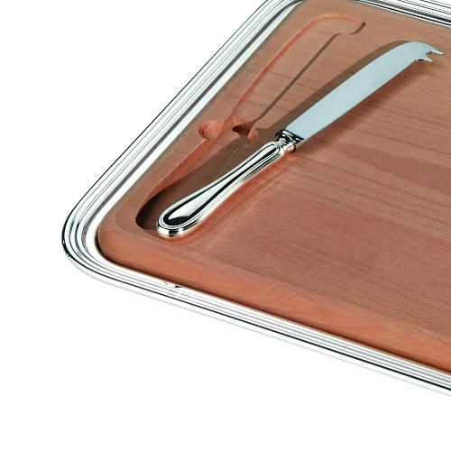 Bandeja retangular para queijo com faca