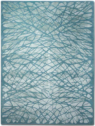 Tapete Dresden Turquesa-Claro Feito à Mão