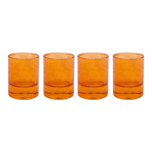 Conjunto de 4 Copos de Licor Laranja com Fio Prateado