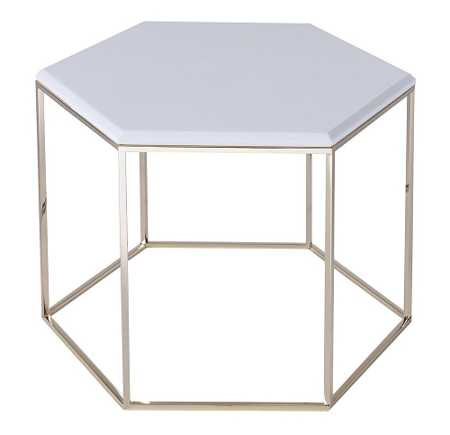 Mesa de Centro Hexagonal em Mármore Branco