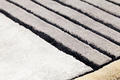 Tapete Feito à Mão Listrado Cinzento Lã e Viscose