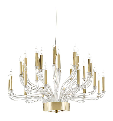 Lustre Murano com Braços e Acabamento Dourado
