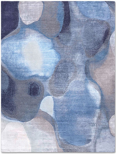 Tapete Azul / Cinzento Feito à Mão Luxury