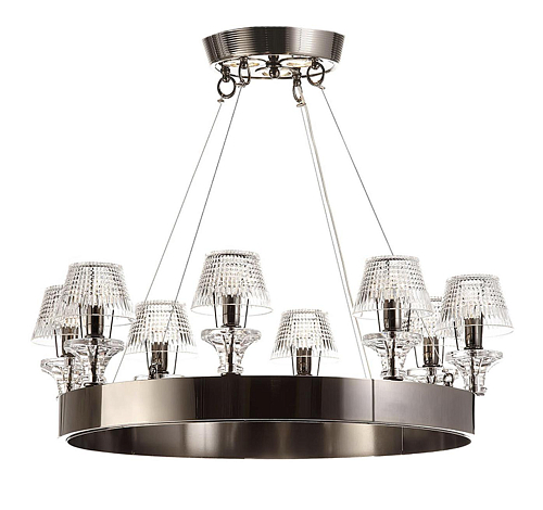 Lustre em Níquel Negro com Abajures de Cristal