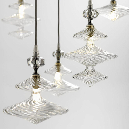 Lustre Contemporâneo Ajustável com Elementos de Vidro