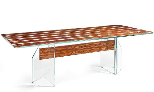 Mesa de Jantar Parigi em Madeira e Vidro