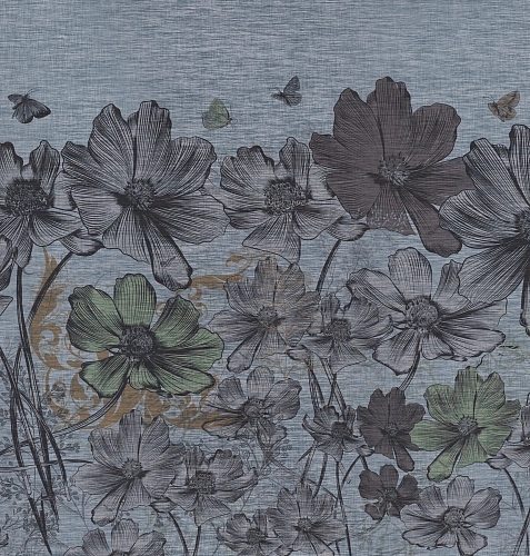 Papel de Parede Jeans Flowers