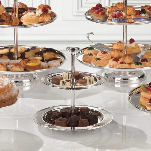 Fruteira italiana prateada de dois andares