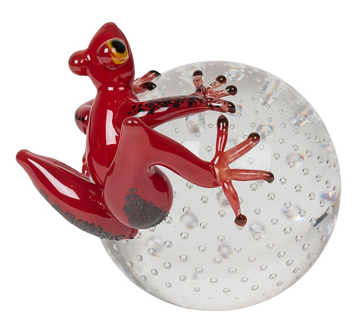 Figura Decorativa Sapo Vermelho na Esfera