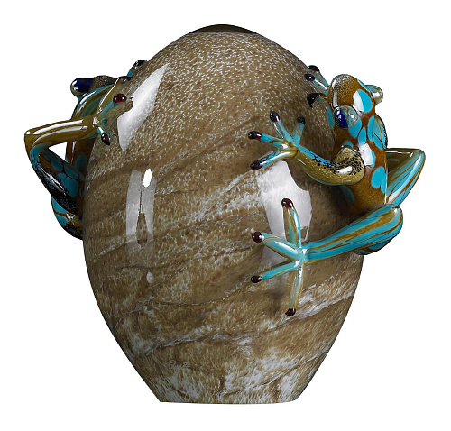 Figura Decorativa Ovo em Vidro com Sapos