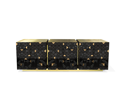 Aparador Mosaic dourado e preto