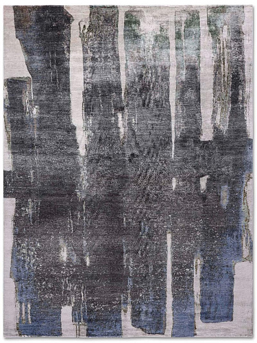 Tapete Preto em Bege Tecido à Mão