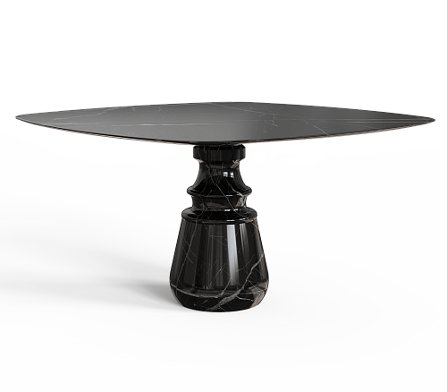 Mesa de Jantar Quadrada Nero Marquina Obsidian
