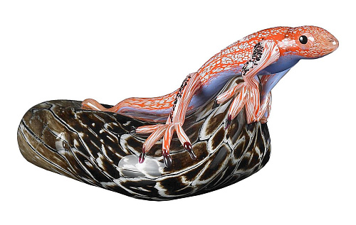 Figura Decorativa Lagarto em Pedra Escura