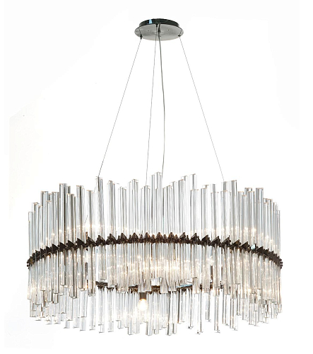 Lustre Circular em Níquel Escuro com Triedros de Cristal