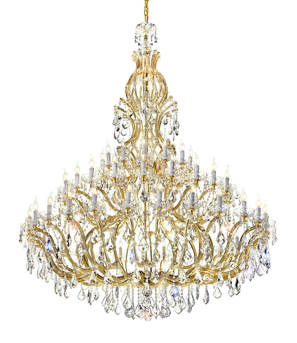 Lustre Mariateresa em Cristal com Acabamento Dourado