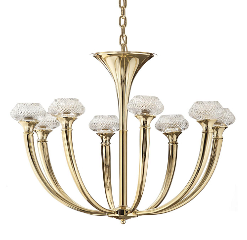 Lustre de 8 Lâmpadas em Cristal Dourado Polido