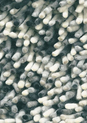 Tapete Shag Lã Feltrada Cinzento e Branco Rocks