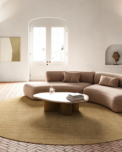 Tapete Redondo Dourado Seda de Bambu