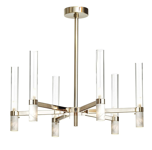 Lustre em Mármore Carrara com Acabamento Dourado
