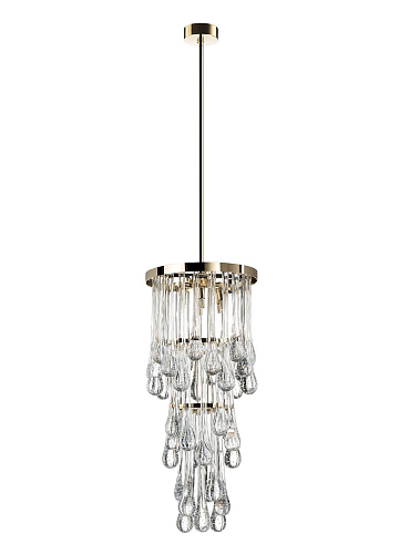 Lustre Moderno com Pendentes de Murano em Ouro Suave