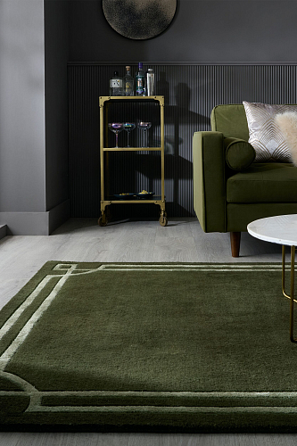 Tapete Moldura Art Deco Verde-Oliva