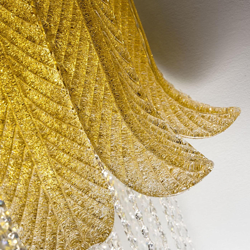 Aplique de Parede com Folha de Murano e Detalhes Dourados
