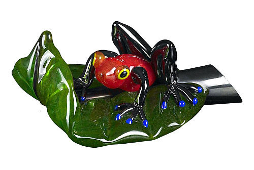 Figura Decorativa Sapo Vermelho na Folha